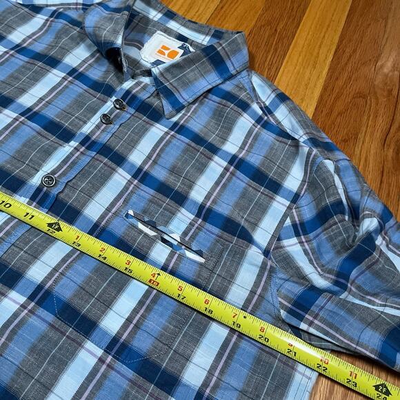 Hugo Boss Orange Mens Plaid Shirt XL Unique Upper Button Blue Tartan Casual - Picture 9 of 11